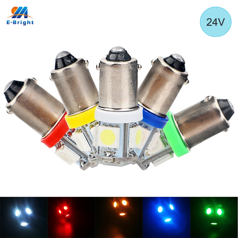 YM E Bright 24 в 300 шт. BA9S 5050 5 SMD T11 T4W светодиодный светильник лампочка габаритный фонарь