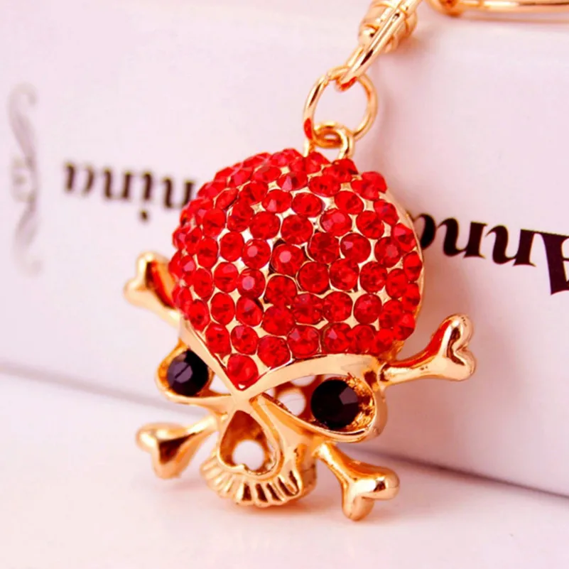 Новые модные брелки для ключей со скелетом черепом кольца с кристаллами пряжка