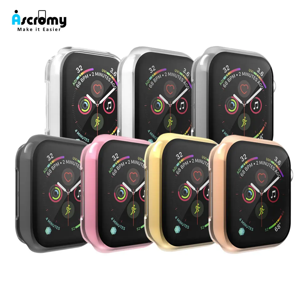 Чехол Ascromy для Apple Watch Series 4 силиконовый мягкий защитный чехол с полным покрытием