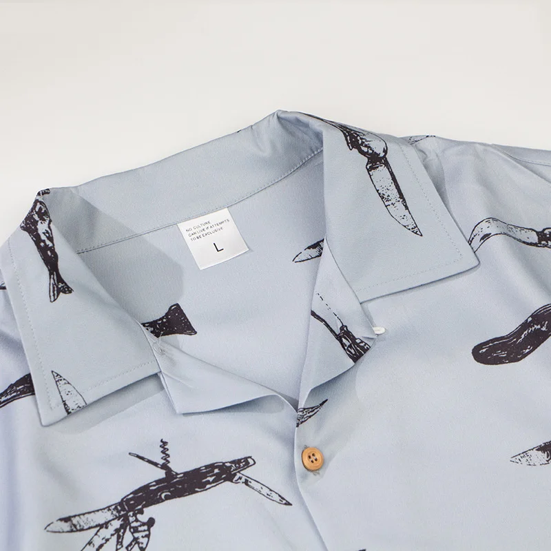 Мужские рубашки с коротким рукавом и принтом ножей Hawaii Aloha Повседневная Уличная