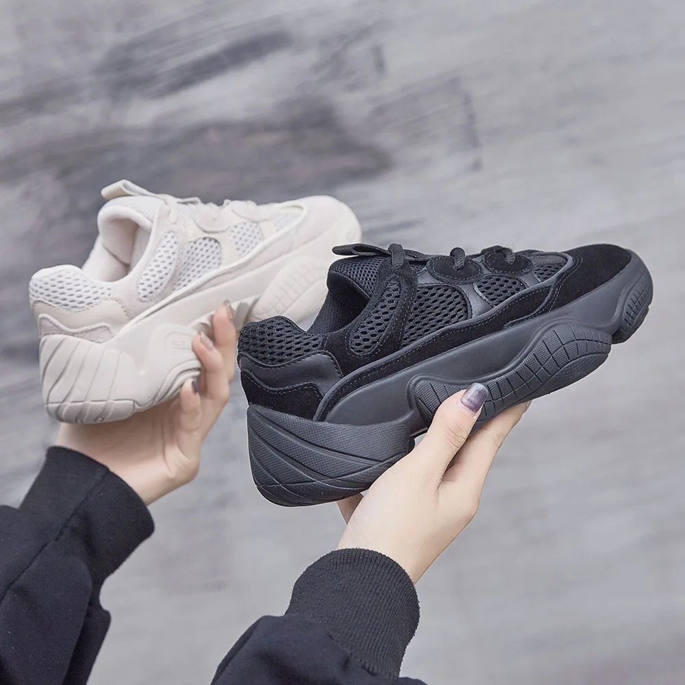 Женская обувь на толстой подошве Новинка 2019 года женские кроссовки Черная