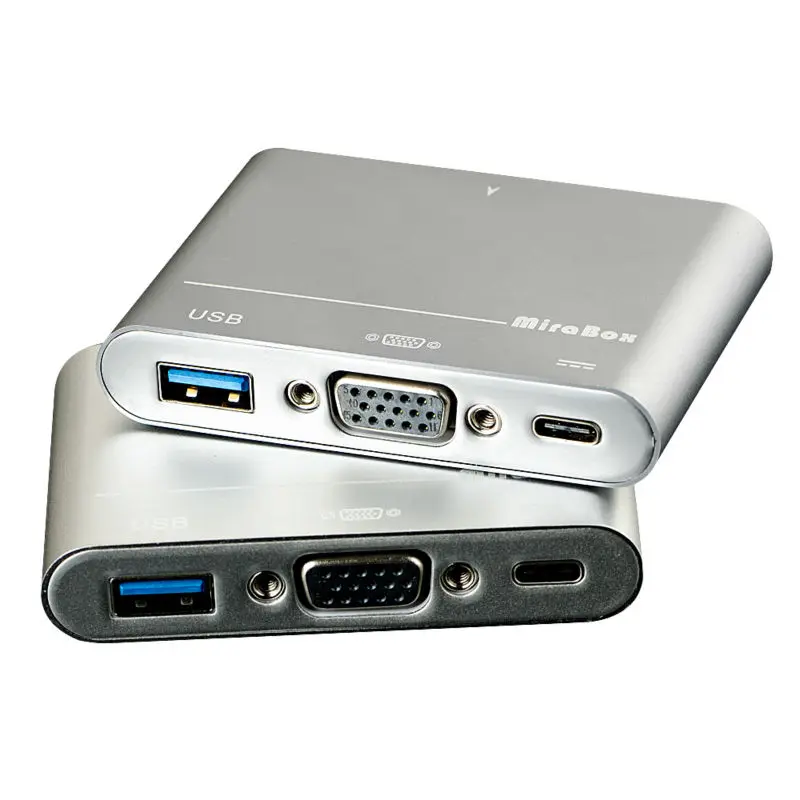 Серебристый USB 3.1 Тип c USB-C VGA адаптер для MacBook 12 дюймов компьютерный кабель Разъем 3
