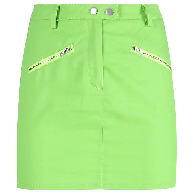 Женская мини юбка в стиле Харадзюку неонового зеленого цвета Корейском уличная