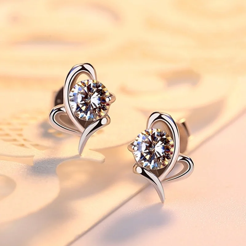 OMHXFC оптовая продажа Европейская мода женский свадебный подарок белый бант циркон 100% Стерлинговое Серебро 925