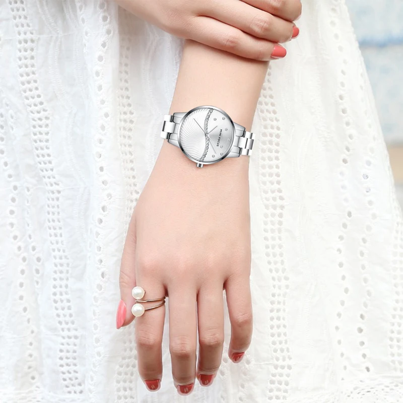 Новинка 2019 модные роскошные Брендовые женские наручные часы серебристые