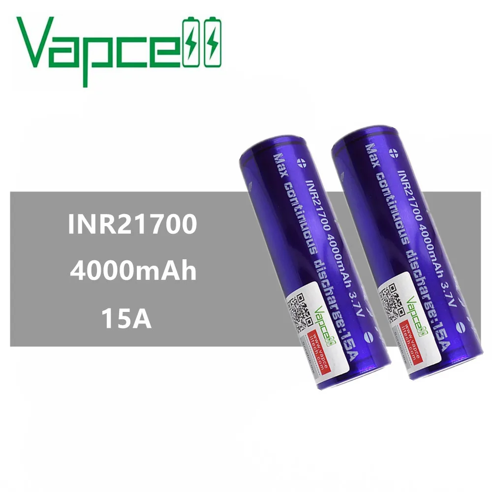 2 шт. оригинальный Vapcell INR21700 INR 21700 батарея 4000 мАч 15A Высокая мощность электронная
