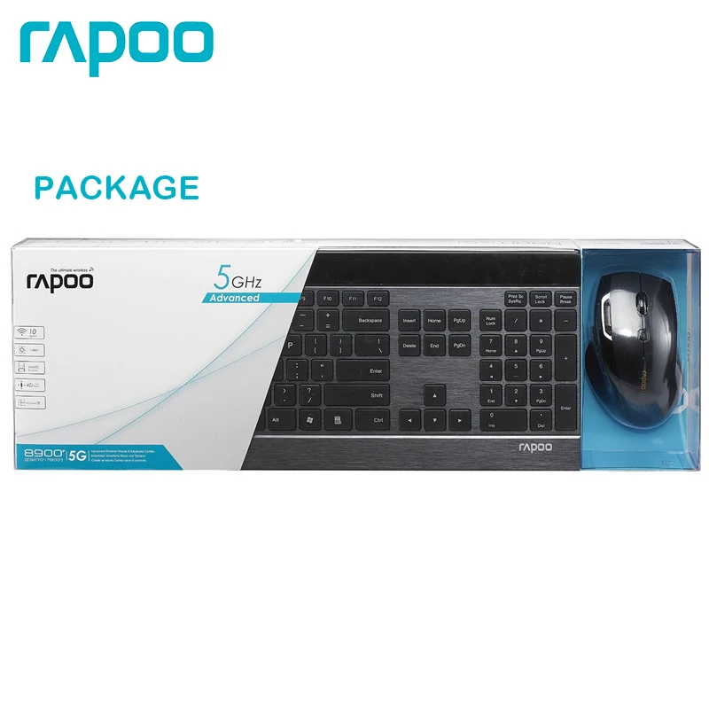 Rapoo 8900P 5G 4 0 мм ультра-тонкая интеллектуальная беспроводная клавиатура и лазерная