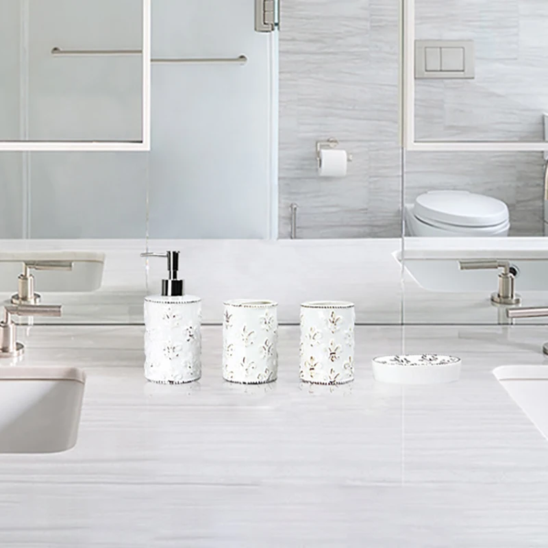 

4pcs/set Ceramics Bathroom Accessories Set Soap Dispenser/toothbrush Holder/tumbler/soap Dish for Bathroom Home Decoration