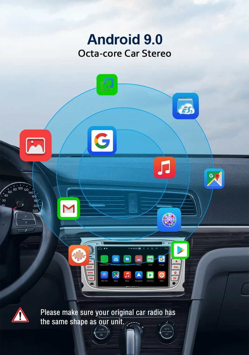 Pumpkin2 Din 7 "Android 9 0 автомобильный DVD плеер GPS навигация Qcta Core 4G RAM стерео для Ford