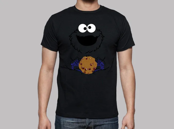 Повседневная принтованная футболка хлопок o образным вырезом 100% Мужская Cookie monster