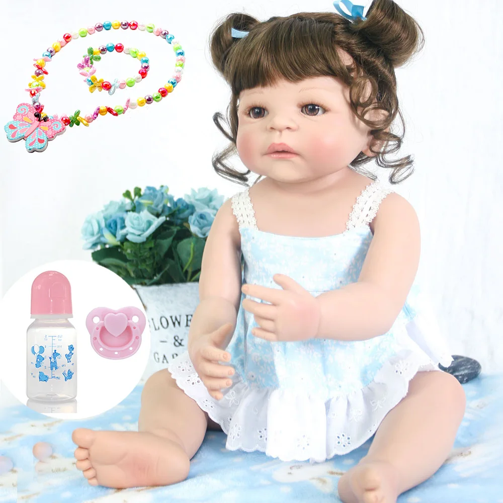 55cm Full Silicone Body Reborn Baby Doll For Girl Vinyl Newborn Princess Babies Bebe Bathe Toys Birthday Gift | Игрушки и хобби