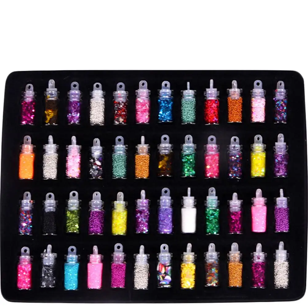 48 Bottles DIY Nail Makeup 3D Crystal Nail Art Powder Sequins Decor Glitter Manicure Tips Beauty Nails Decoration Set Random