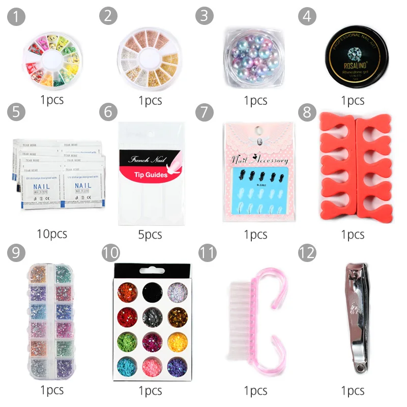 Набор для ногтей ROSALIND с лампой набор маникюра инструменты верхнее Базовое