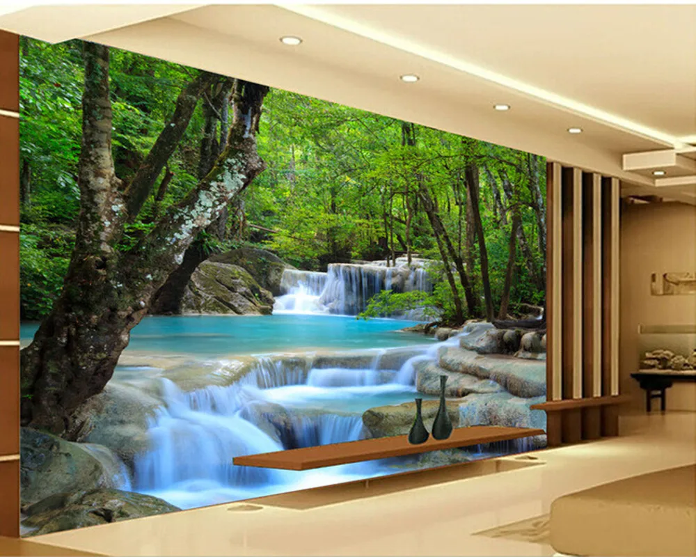 

Custom photo Wallpapers,3D forest falls natural landscape for living room bedroom TV background wall waterproof papel de parede