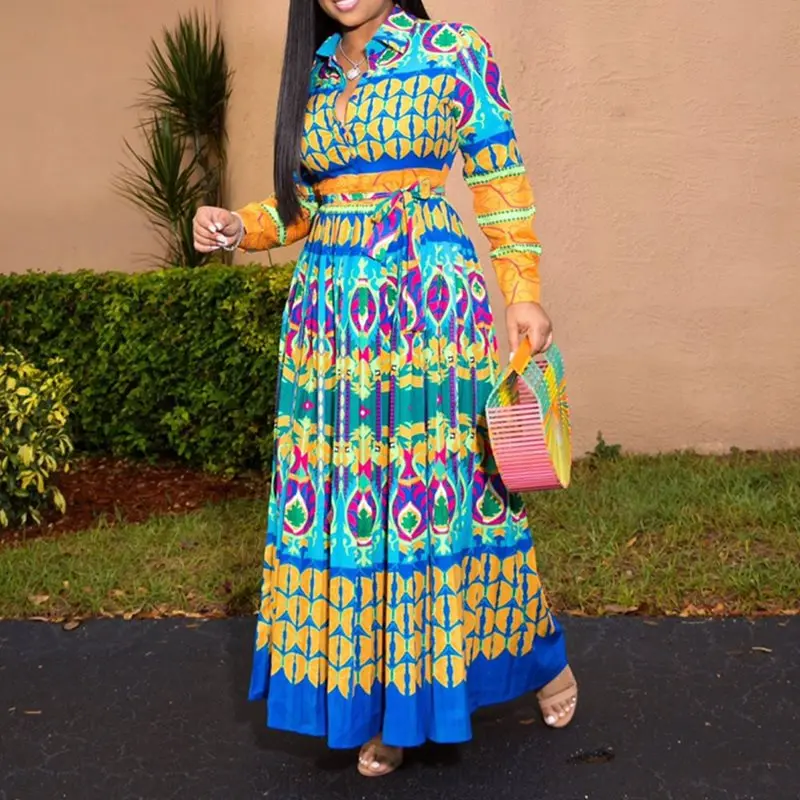 Женское платье в африканском стиле Boho этническом модное осеннее элегантное с