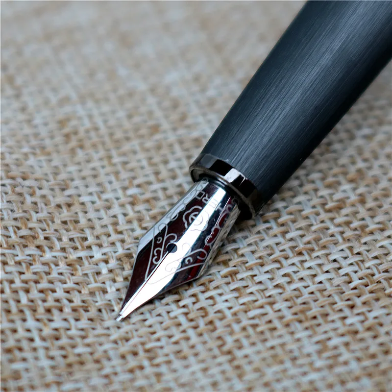 

Hero fountain pen 2018 New brushed metal surface ink pen F pen nib with box and ink capsule get a pouch free