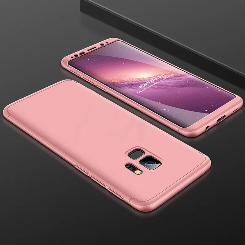 Розовый H& A 360 полный защитный чехол для телефона samsung Galaxy S9 S8 Plus S6 S7 Edge Матовый PC противоударный чехол для samsung Note 9 8 чехол s - Цвет: Розовый