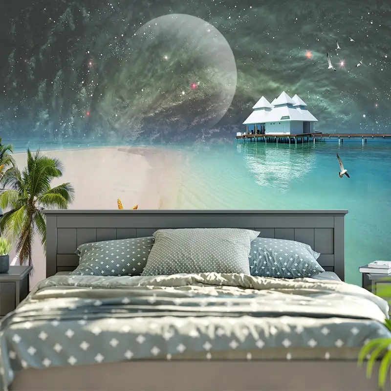 Moon Beach гобелен галактика настенный кокосовый гобелены художественный ковер