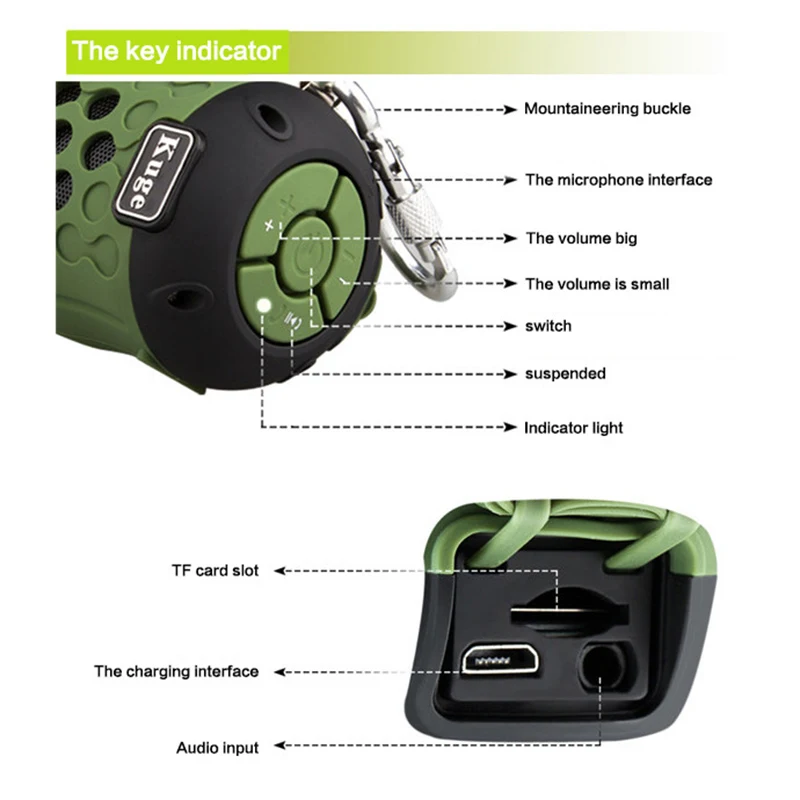 Кугэ открытый bluetooth-динамик водонепроницаемый портативный беспроводной стерео