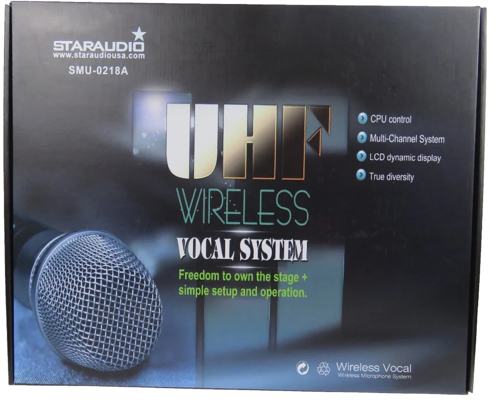 STARAUDIO 2CH UHF True Diversion IR LCD Беспроводная портативная микрофонная система для сцены