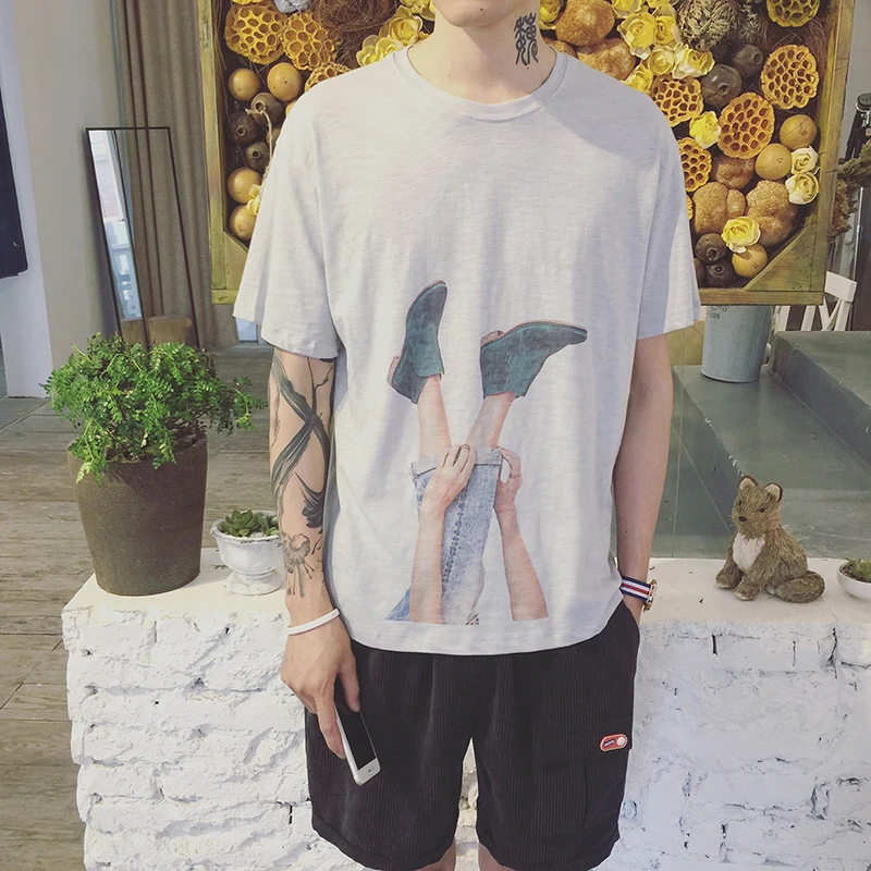 S 3XL 2018 Летняя мужская модная футболка с принтом повседневный топ короткими