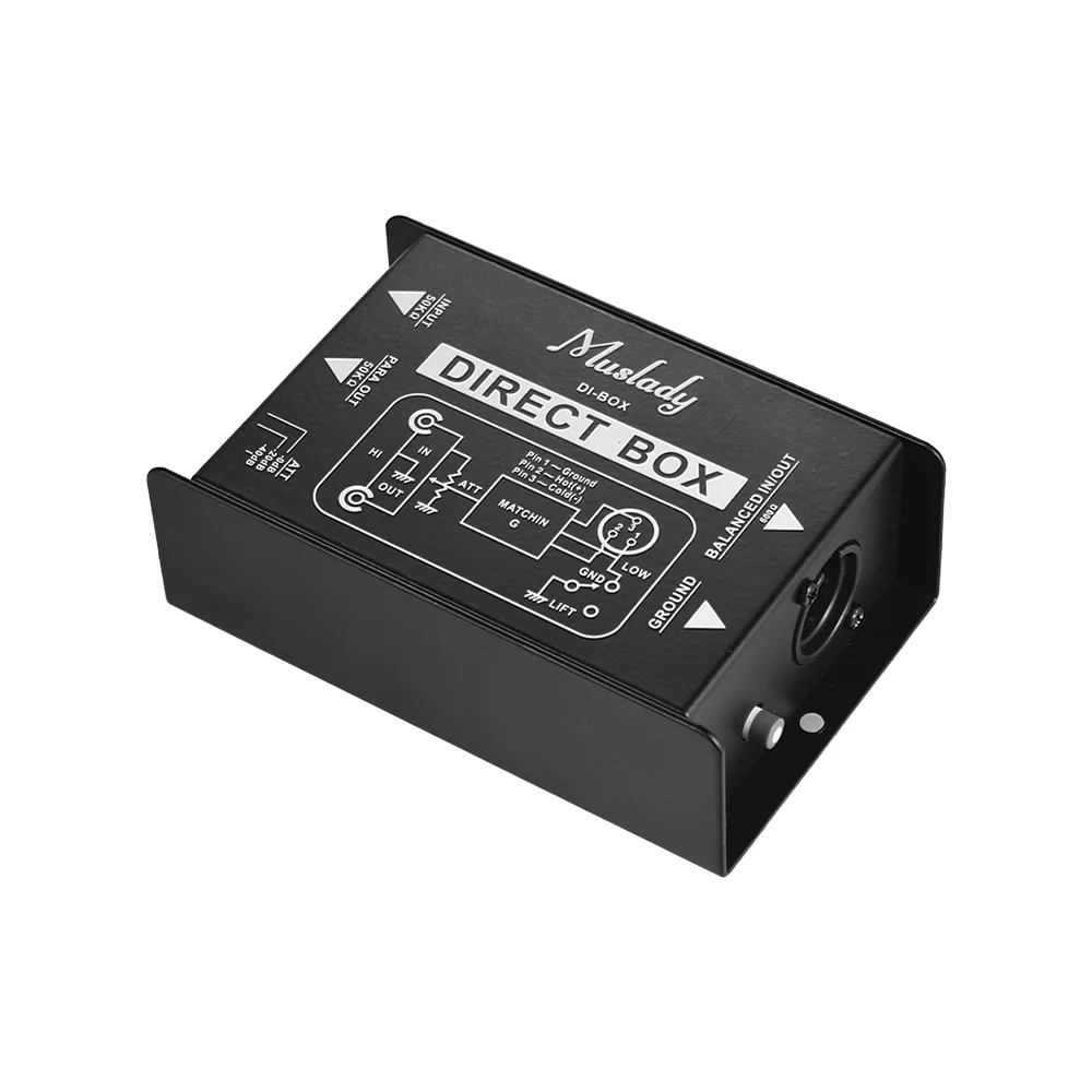 Muslady Профессиональный одноканальный пассивный DI Box прямой впрыск аудио коробка