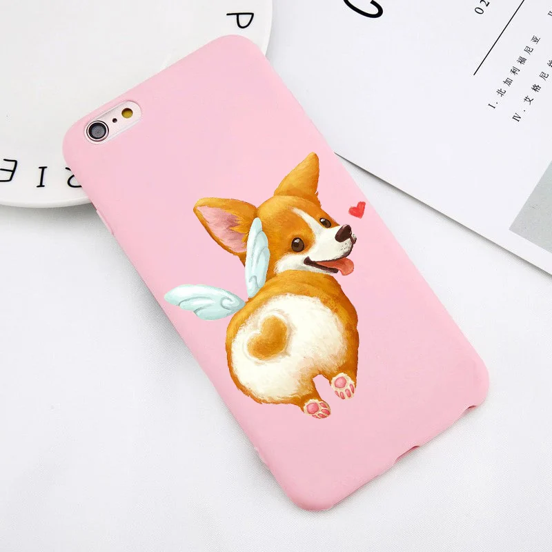 TPU Для iphone 7 6S попка корги Щенок Прекрасный чехол для телефона с рисунком в виде животного Розовый цвет мягкий чехол для iphone Xs 8 7 6 Plus XS MAX XR силиконовый чехол - Цвет: TPU