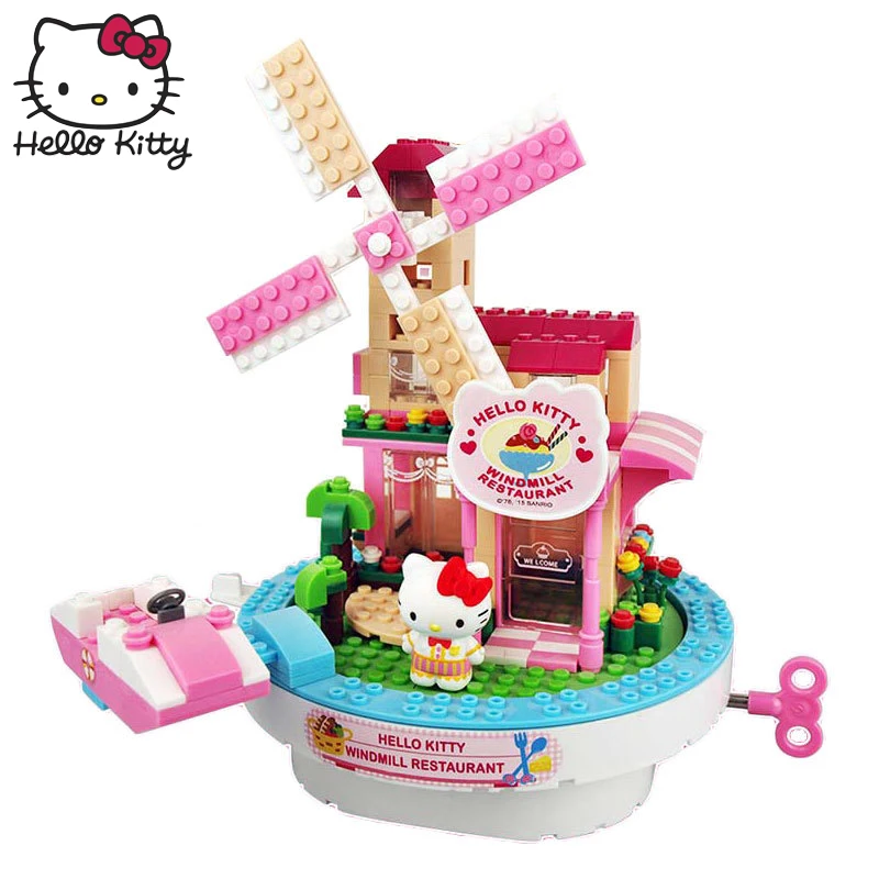 Hello kitty Мини блок парк развлечений строительные блоки игрушки составное здание