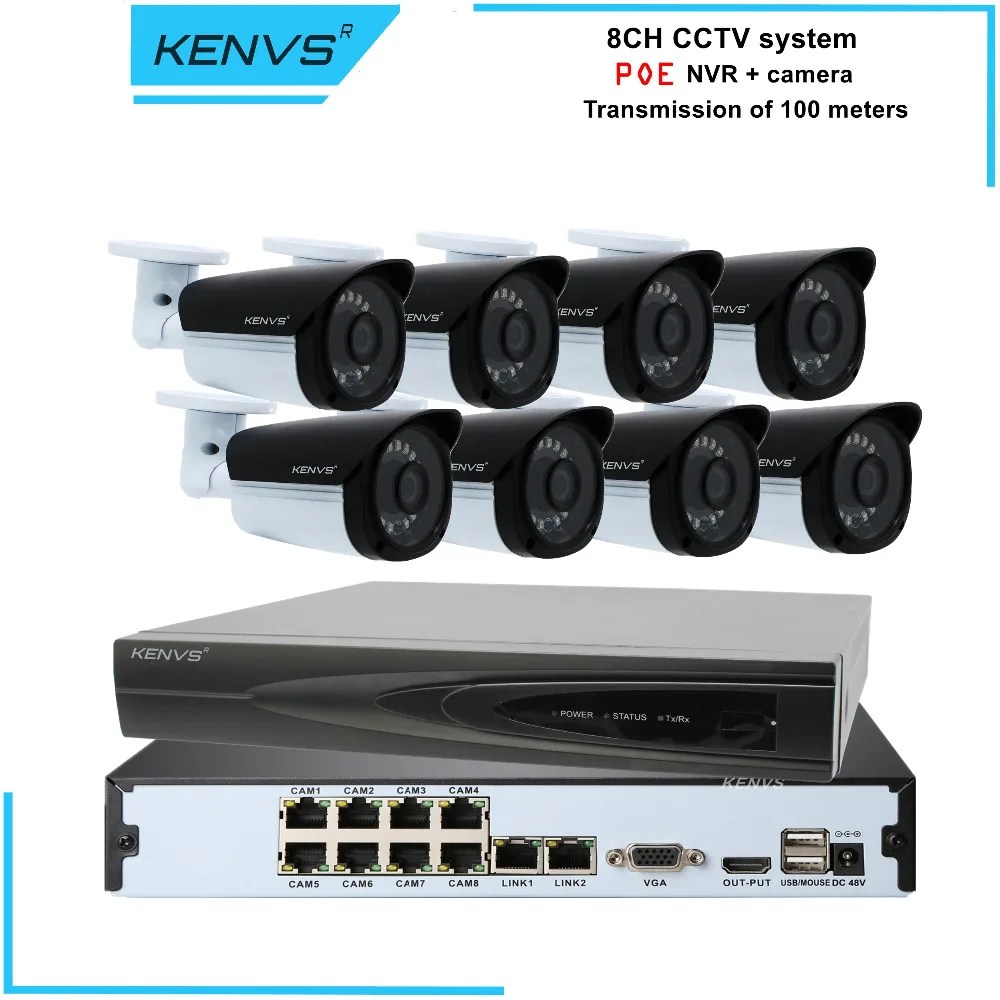 POE IP Камеры Видеонаблюдения Системы PoE Nvr Комплект KENVS 8-КАНАЛЬНЫЙ NVR
