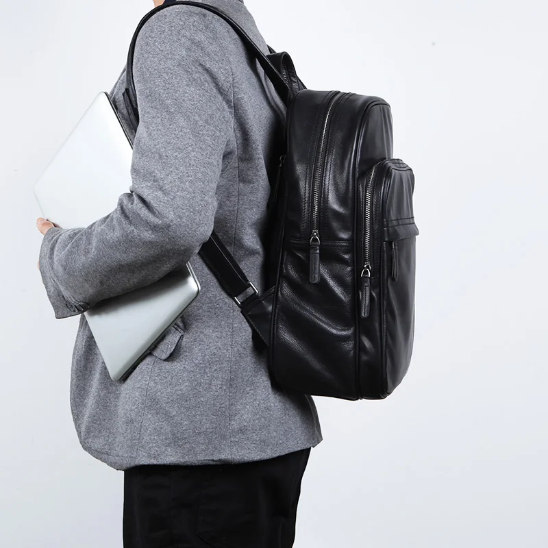 Рюкзак LANSPACE мужской из коровьей кожи модный брендовый функциональный ранец