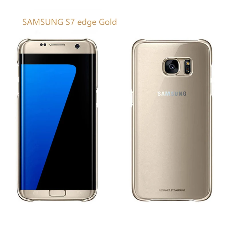 Samsunga Galxy S7 S6 Edge чехол Прозрачный Жесткий ПК Тонкий чехол на заднюю панель Полная защита от царапин Роскошный прозрачный чехол - Цвет: S7 edge Gold