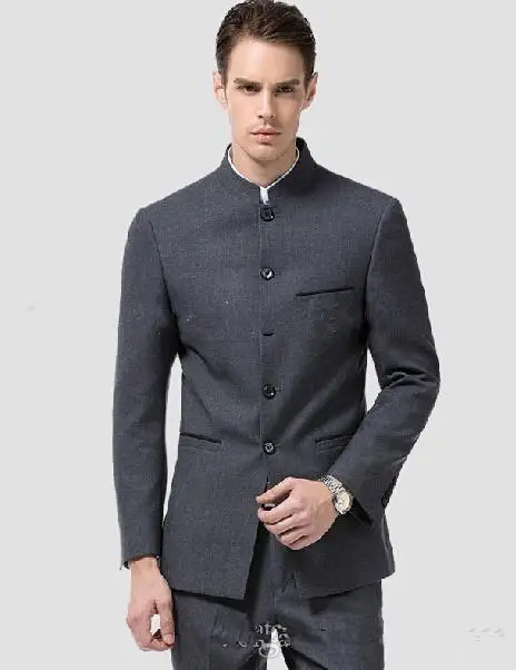 (JacketPantTie) новое поступление 2020 дешевле воротник стойка серый официальный модный