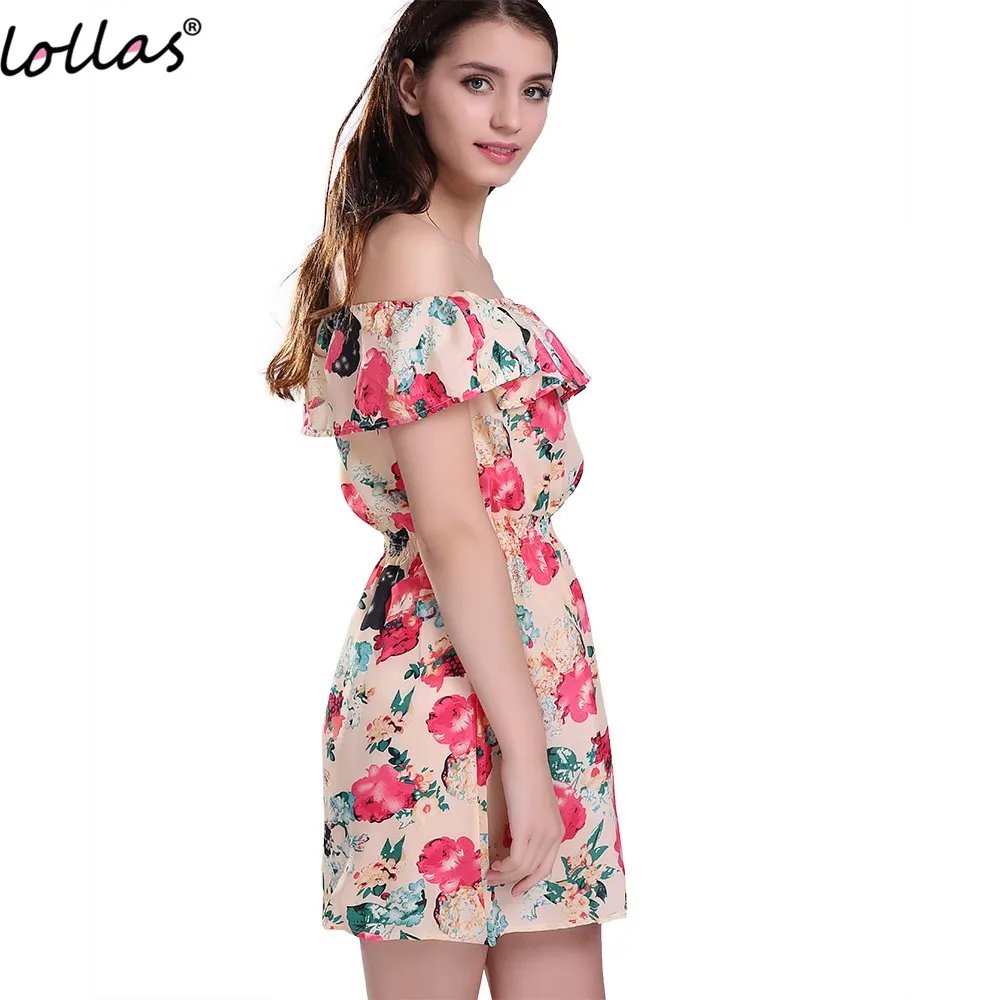 lollas Summer Women Printed Floral Dresses Casual Chiffon Above knee mini Dress Sleeveless Female's | Женская одежда