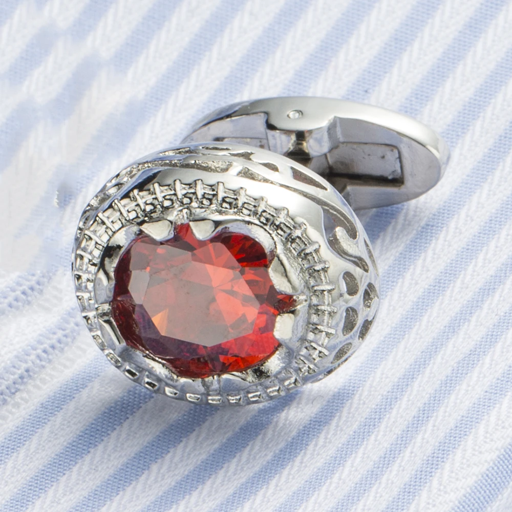 VAGULA Gemelos Classic Silver-color Red Rhineston Copper Cufflink Wedding Suit Shirt Buttons Cuff links 398 | Украшения и