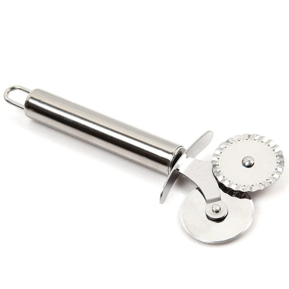 1 pc Stainless Steel Double Roll Pizza Cutter Round Shape Wheels Cutters Cake Bread Knife Tools Kitchen | Дом и сад