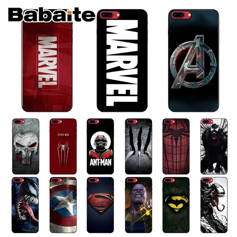 Чехол для телефона Babaite Marvel Супермен яд щит Человек-паук логотип Apple iPhone 8 7 6 6S Plus X XS