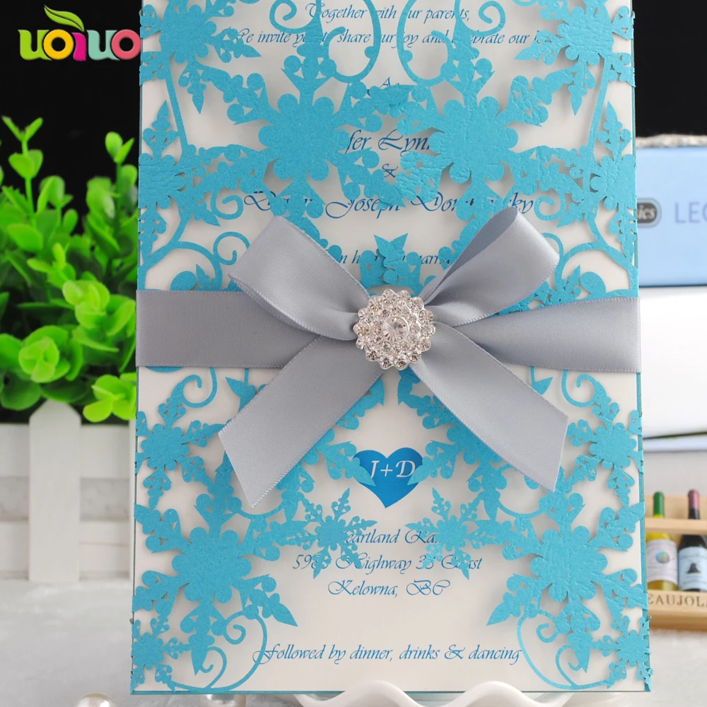 

Free shipping hot sell snowflake blue color card holder wedding invitation card
