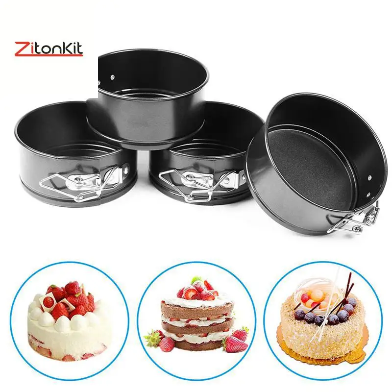 

6pcs Baking Pan Round Shape Cake Mould Tray Carbon Steel Springform Bottom Removable Black-gray Non-stick 789101112 inch 4"