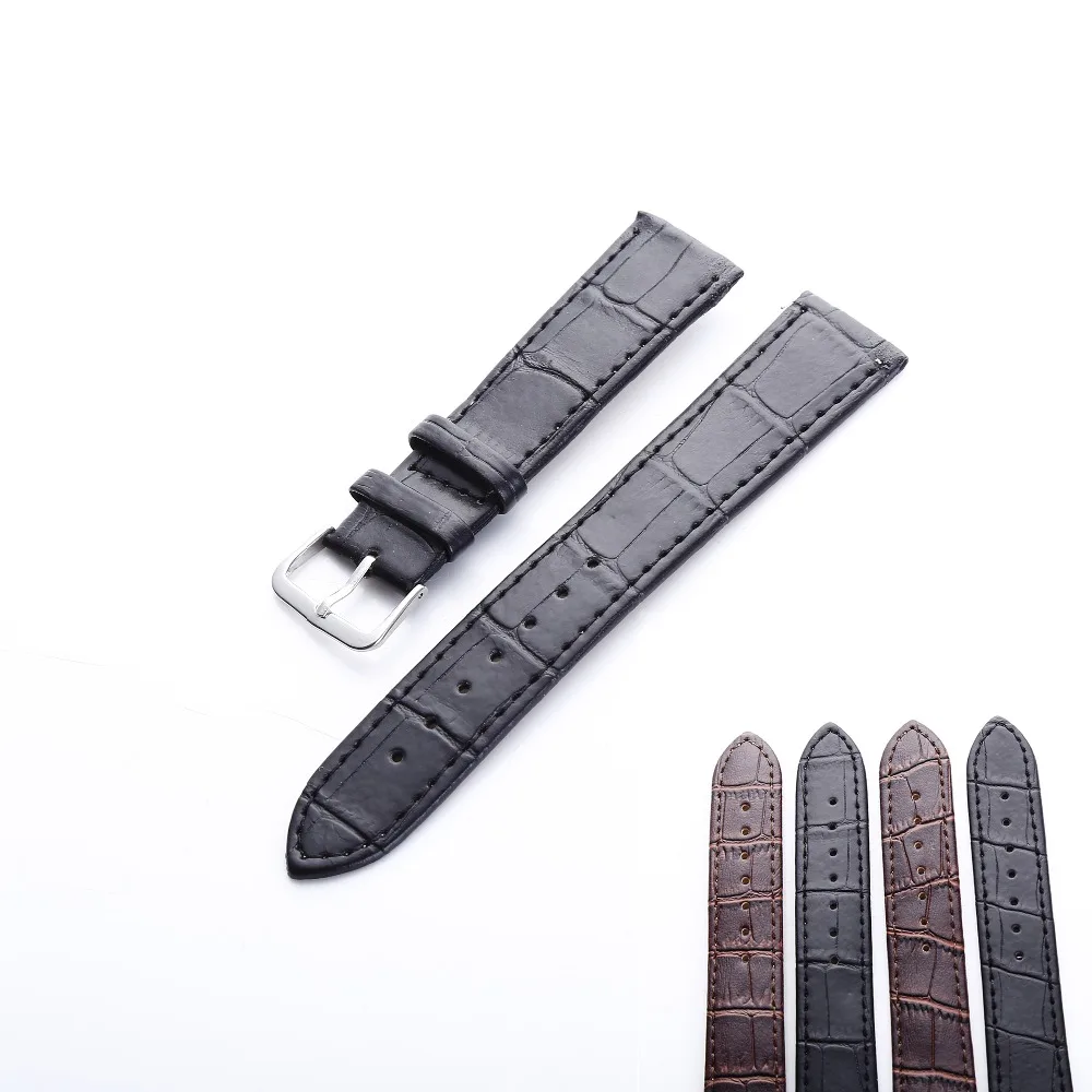 Ремешок из бамбуковой кожи для наручных часов сменный Браслет с пряжкой черный