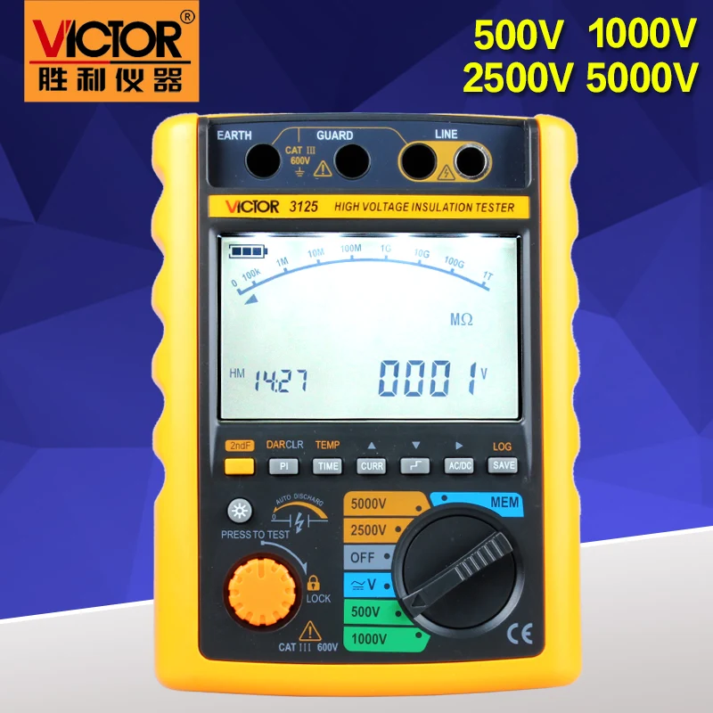 Подлинная победа VC3125 цифровой сопротивление изоляции давление megger 5000 В / 2500 В|megger