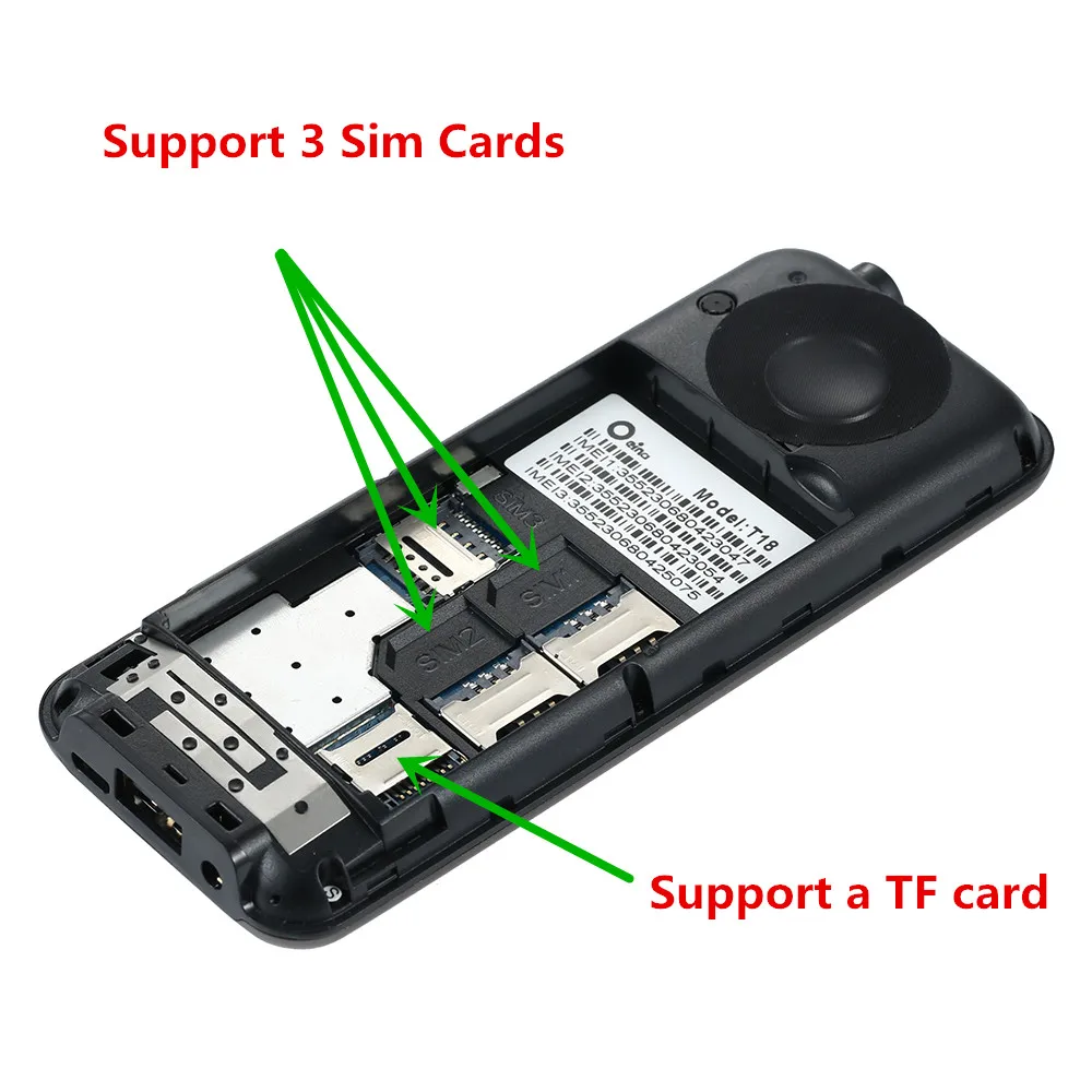 Oeina T18 2500 мАч Powerbank FM 3 sim-карты GSM 2,4 ''мобильный телефон для студентов и родителей с ярким фонариком