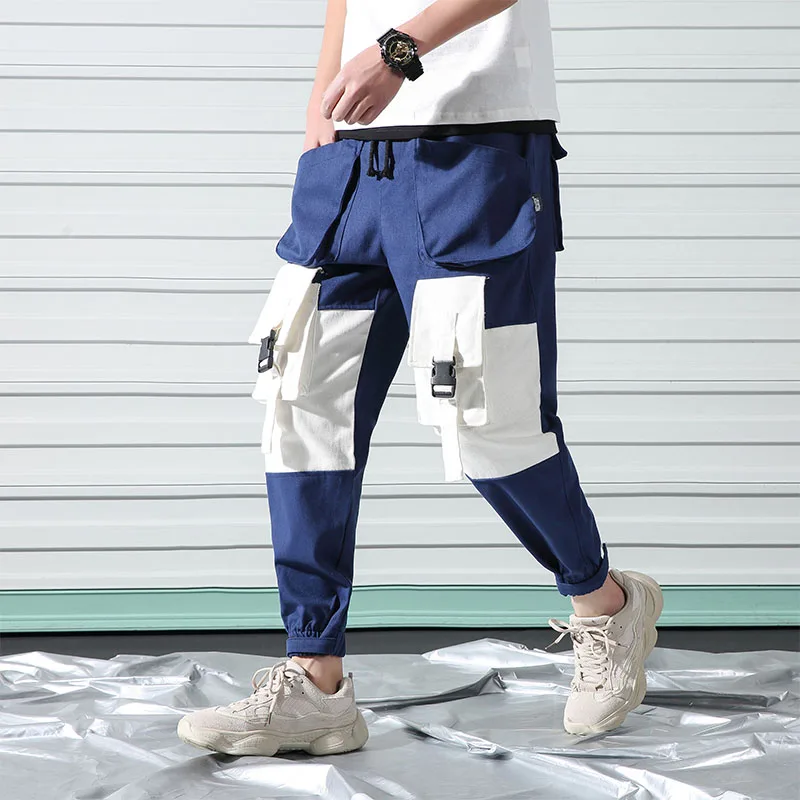Мужские брюки карго в стиле хип хоп джоггеры с пряжкой и лентами ABZ380 2019|Узкие