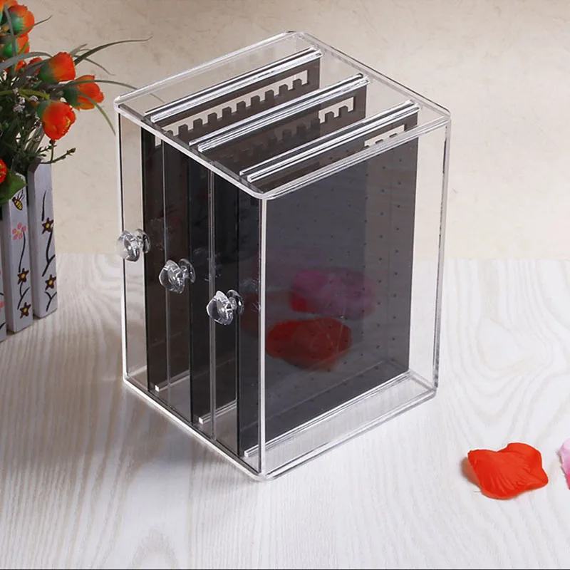 Прозрачная/Черная Пластиковая Полка для ювелирных изделий 3 уровня|display shelf|tiered