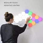 Цветная Квантовая светодиодная Шестигранная модульная лампа, сенсорный Ночной светильник, магнитные шестиугольники, креативное украшение для стен