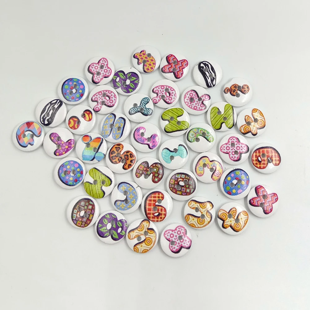 100Pcs Letter Symbol Round Wooden Buttons DIY Sewing Clothes Hand Crafts Decor | Дом и сад