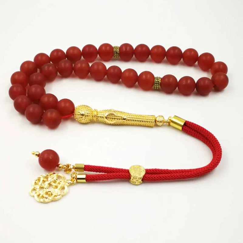 Натуральный Матовый Браслет red agates Tasbih все новое мусульманский мужской браслет