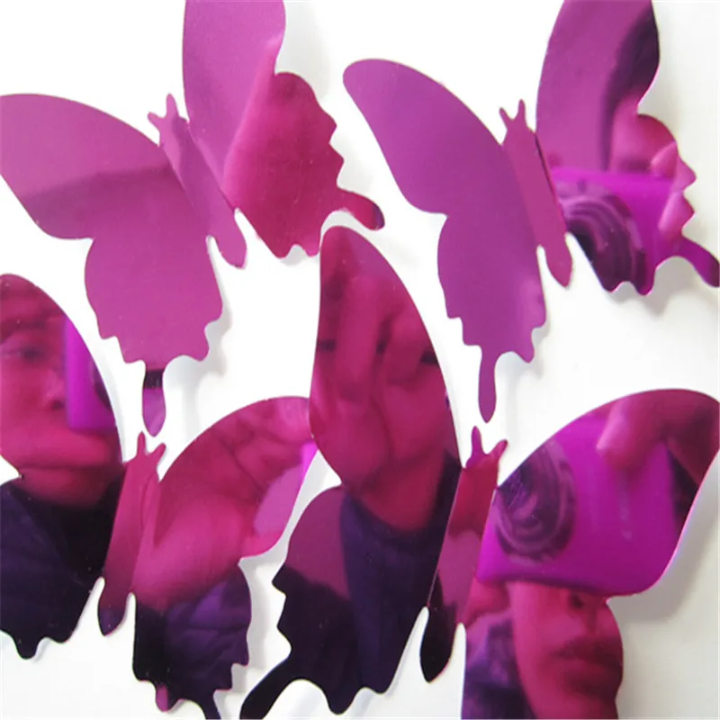 Модные 3D наклейки на стену из ПВХ 12 шт./лот в виде бабочек домашний декор