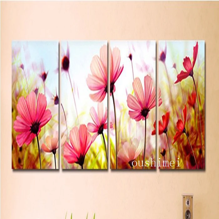 Free Shipping Handmade Modern Impressionist Pink Flower On Canvas Oil Painting 100%Hand Painted Fine Art Wall Decorative Picture | Дом и сад