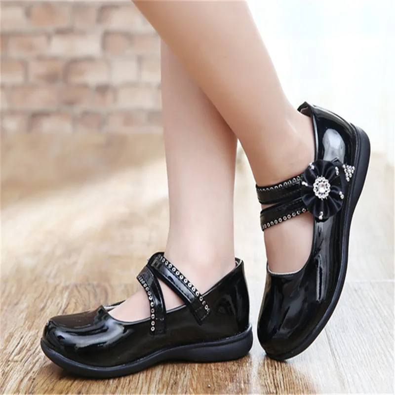 Популярная обувь для девочек кожаная Классическая однотонная