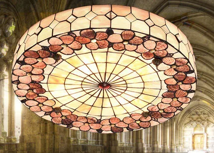 Mediterranean Rural E27 30/40/50cm Round Shell HandmadeTiffany Ceiling Lamps For Living Room Light Fixture | Лампы и освещение